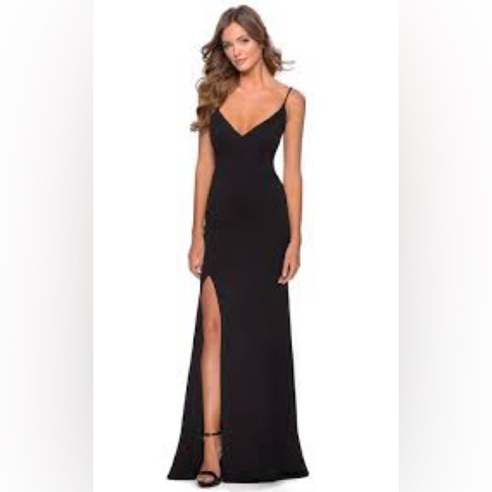 La Femme Gown Maxi Dress in Black Sz 0‎